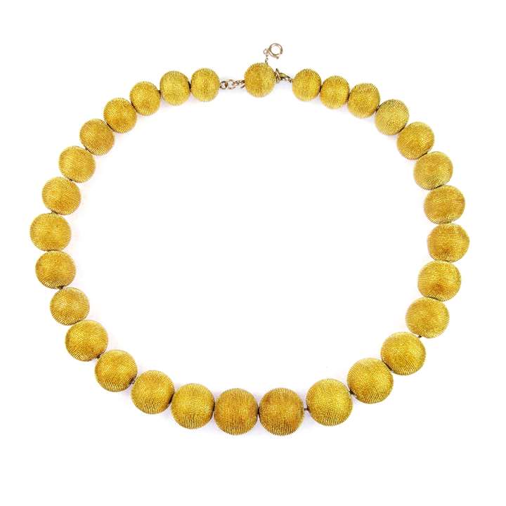 19th century graduated gold ball necklace
